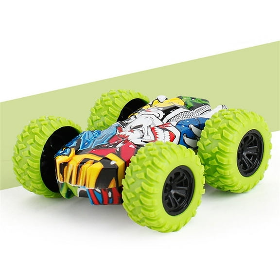 Toy Cars Clearacnce for Kids Boys Girls 3 4 5 6 7 8 9 10,Double-sided Inertial Car 360-degree Rotating Cross-country Stunt Toy Car,Birthday Gifts for Kids Toddler(Green)