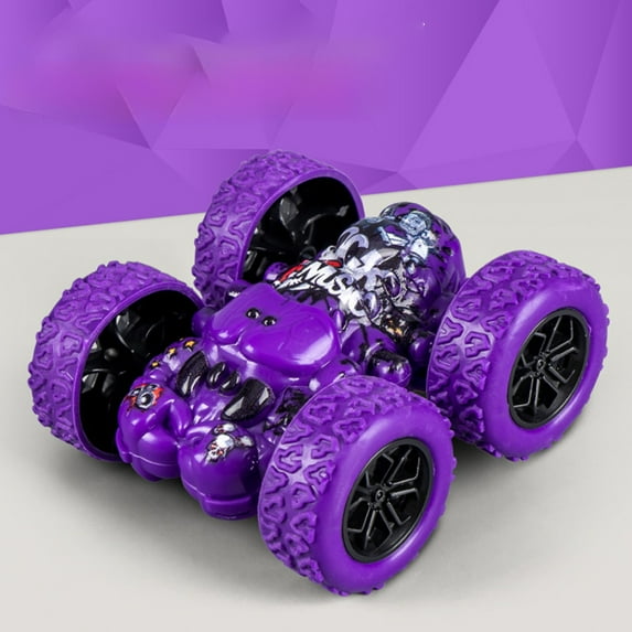 Toy Cars Clearance for Boys Girls Kids, Double-sided Inertial Car 360-degree Rotating Cross-country Stunt Toy Car, Birthday Gifts for Kids(Purple)