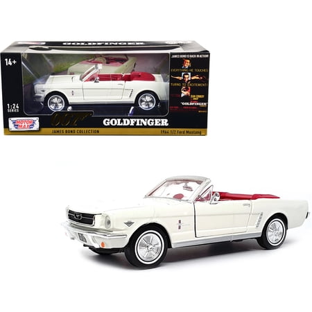 1964 1 2 Ford Mustang Convertible White with Red Interior James Bond 007 "Goldfinger" (1964) Movie "James Bond Collection" Series 1 24 Diecast Model Car by Motormax