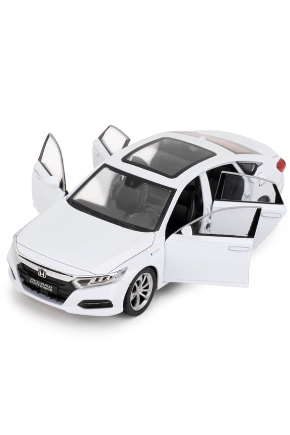 Play Vehicle Toy Cars Compatible for 1:24 Accord Model Cars, Play vehicle, Pull Back Die-cast Vehicles with SoundsLights for Kids Boys Girls and Adults, Gift White