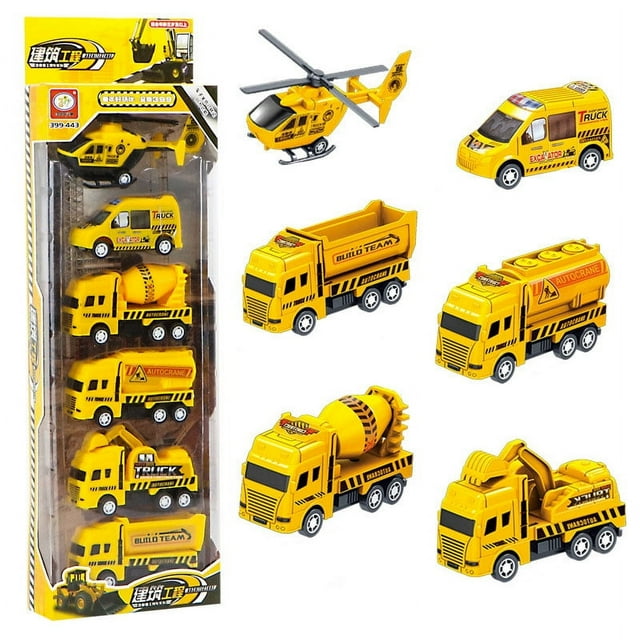 Toy Cars Set of 6, Construction Toys for 3+ Years Old Boys Girls Kids