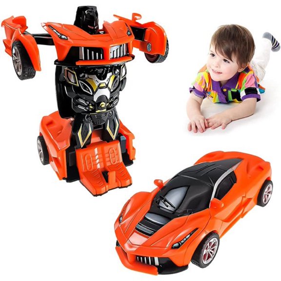 Toy Cars for Toddlers, Deformation Robot Cars Toys for Kids Boys, Birthday Christmas Gifts for 1-8 Years Old Boys, Orange
