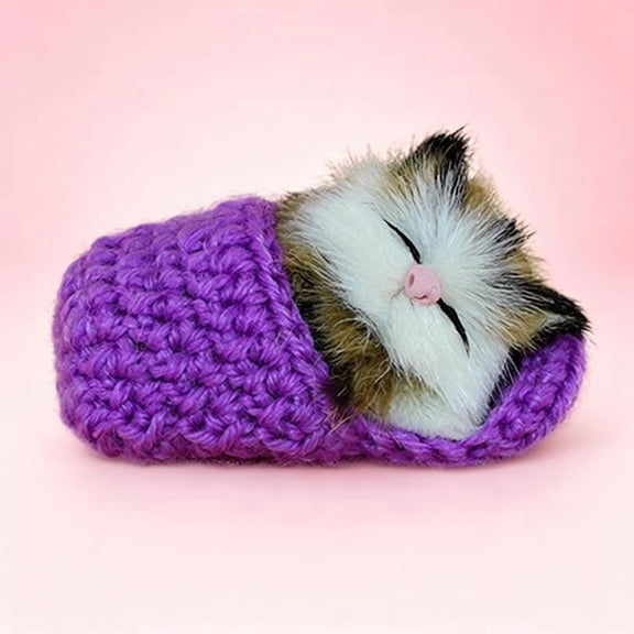 Toy Category Cute Sleeping Cat Slippers Sounding Animal Toy for Kids Dolls and Stuffed Toys, 3.94×1.97 inch, Purple
