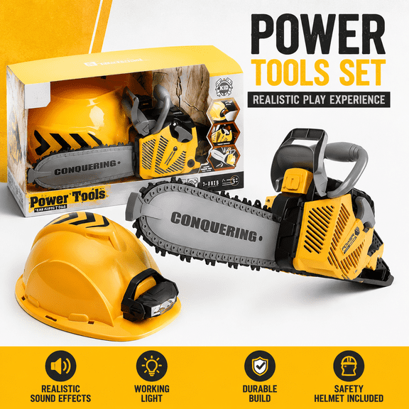 Toy Chainsaw for Kids - Realistic Pretend Play Chainsaw Toy with Sound & Rotating Chain - Fun Kids Tool Set & Power Tools for Outdoor Play - Perfect Gift for Boys & Girls Ages 3+