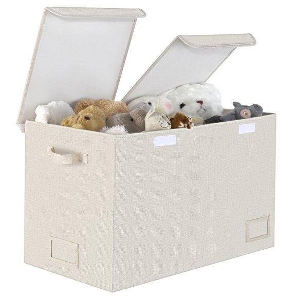 Toy Chest with Lids,Large Foldable Toy Storage Organizer with Handles,Storage for Nursery Room,Playroom,Living Room,Light Brown