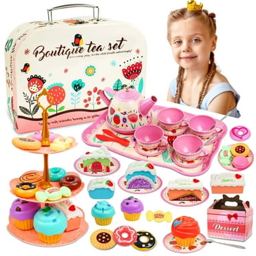Toy Choi's Kid Tea Set, Princess Party Sets for Girls, Pretend Pretend Play Teapot Set for Toddlers 3-8 Years Old