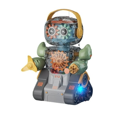Toy Clearance Feledorashia Kid's Electric Transparent Gear Robot with Music Lights Robot Toys Children's Christmas Birthday Gifts