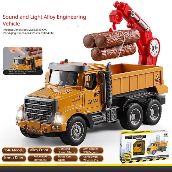 Toy Construction Vehicles With Light And Sound Effects , 1 Piece Inertial Push And Go Engineering Truck For Kids Toddler Age 1 To 5 Years Old, Ideal Pretend Play Party Favors
