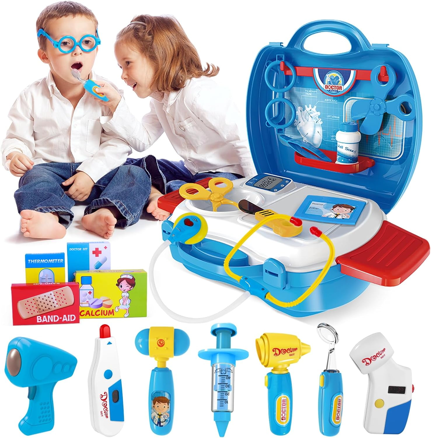 13 Piece Doctor Kit Play Set for Boy or Girl with Carrying Case - Pretend  Play Toy – Gifts Are Blue