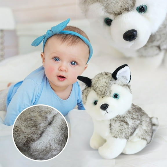 Toy Dog Realistic Figure Anim Realistic Stuffed Animal for Kids and Collectors, 18 cm, Grey