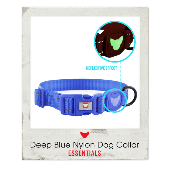 Toy Doggie Essential Nylon Reflective Collar Dark Blue S for Small Dogs