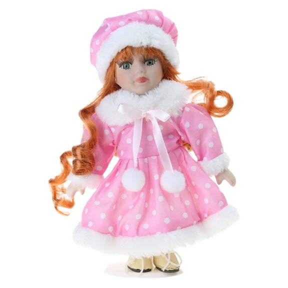 Toy Doll 20cm Porcelain Doll Blond Girl in Dress Photo Props Decorations Girl Figurine Birthday Gift