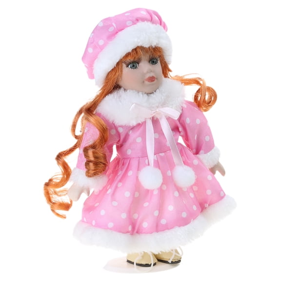 Toy Doll 20cm Porcelain Doll Blond Girl in Dress Photo Props Decorations Girl Figurine Birthday Gift