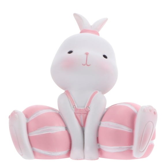 Toy Easter Bunny Ornament Rabbit Cake Topper Rabbit Figurine 3.1x5.8x5.2CM Pink