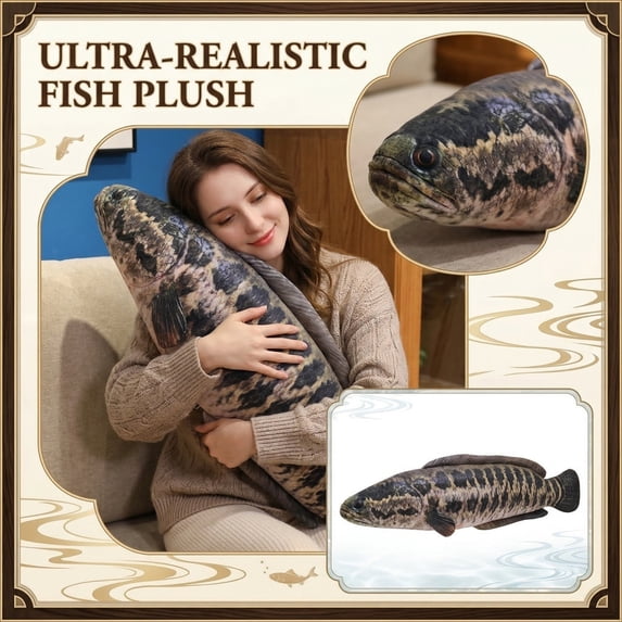 Fish Plush, Toy Fish, 16 In, Faux Fabric, Fish Stuffed Animal, Kids Toy, Fish Decor, Striped Pattern, 1 Pc