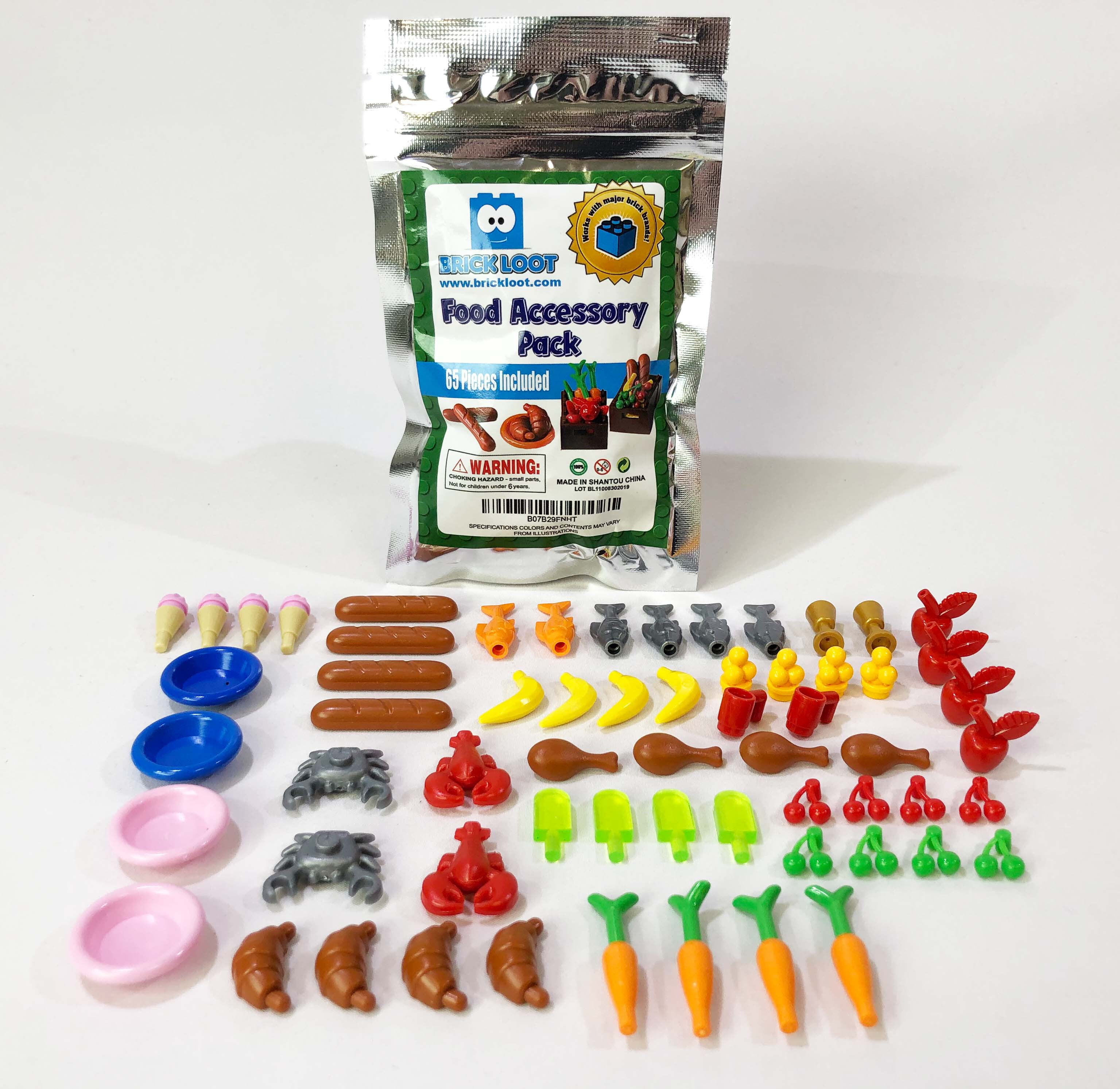 Brick Loot Toy Food Accessory pack, 65 Pieces, Compatible with