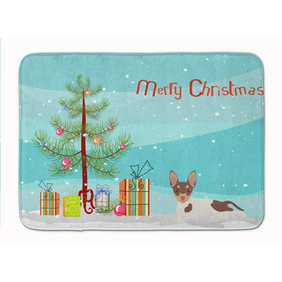 Toy Fox Terrier Christmas Tree Machine Washable Memory Foam Mat