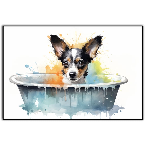 Toy Fox Terrier Dog Canvas Bathroom Décor - Unique Bath Wall Decor - Modern Canvas Bathroom Wall Art - Room Decor - Bathroom Decorations - Restroom Sign - Wall decor living room