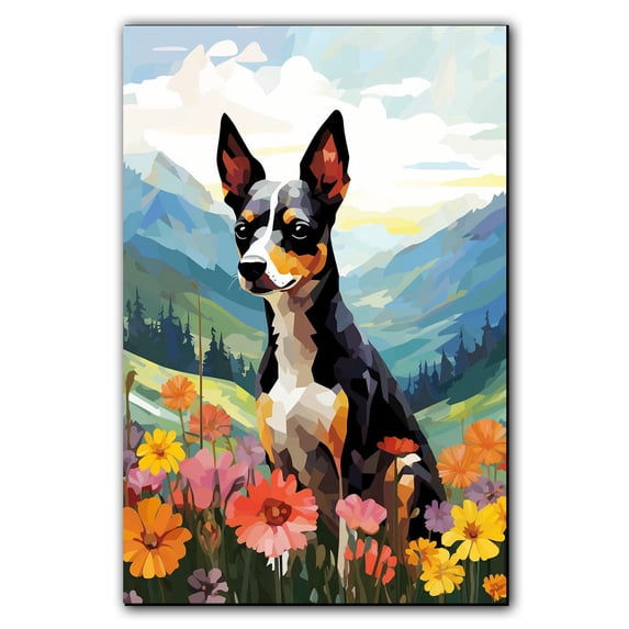 Toy Fox Terrier Dog Canvas Wall Art for Living Room, Funny Bathroom Wall Decor, Colorful Animal Painting Gift for Kid Teen Men