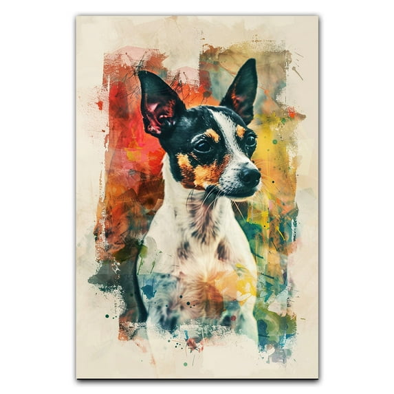 Toy Fox Terrier Dog Poster Wall Art, Modern Cute Colorful Puppy Poster Dog Art Pictures Wall Decor for Kids Bedroom Nursery Decoration