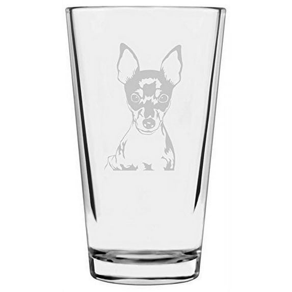 Toy Fox Terrier Dog Themed Etched All Purpose 16oz Libbey Pint Glass