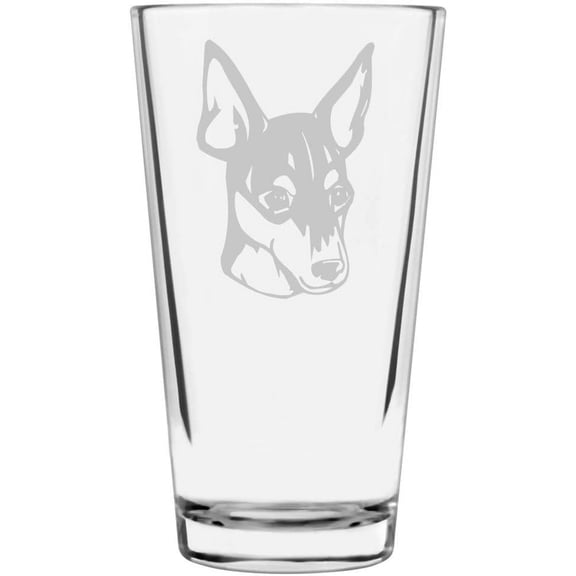 Toy Fox Terrier Dog Themed Etched All Purpose 16oz Libbey Pint Glass