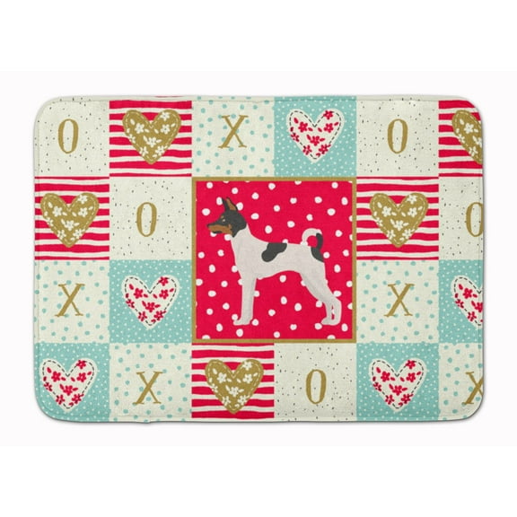 Toy Fox Terrier Love Machine Washable Memory Foam Mat Red