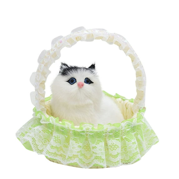 Toy Funny Cat Doll in Lace Hanging Mini Sleeping Kitty with Meows Sounds Cute Toy for Kids Boys Girls