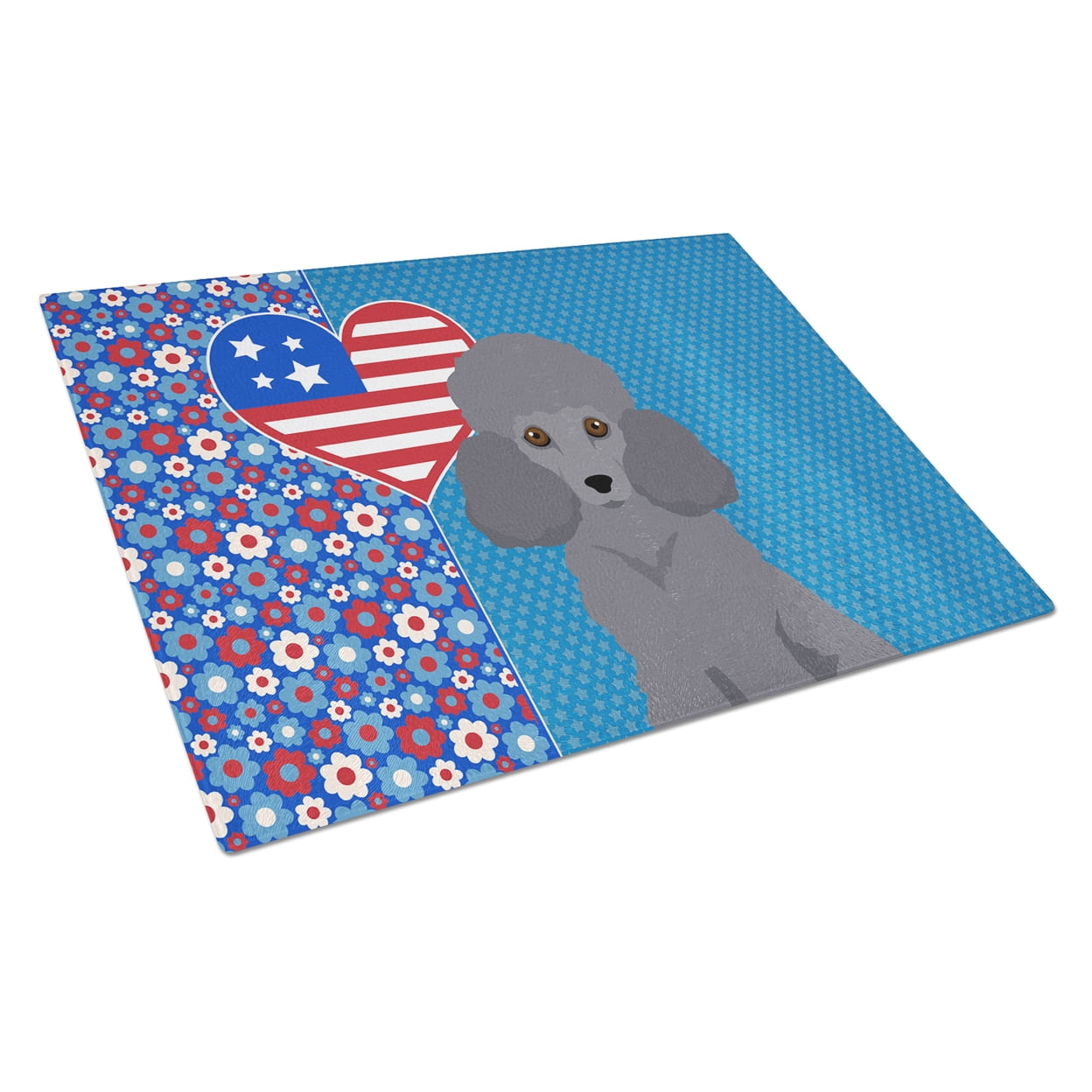Toy Grey Poodle Glass Cutting Board Large 12 in x 15 in