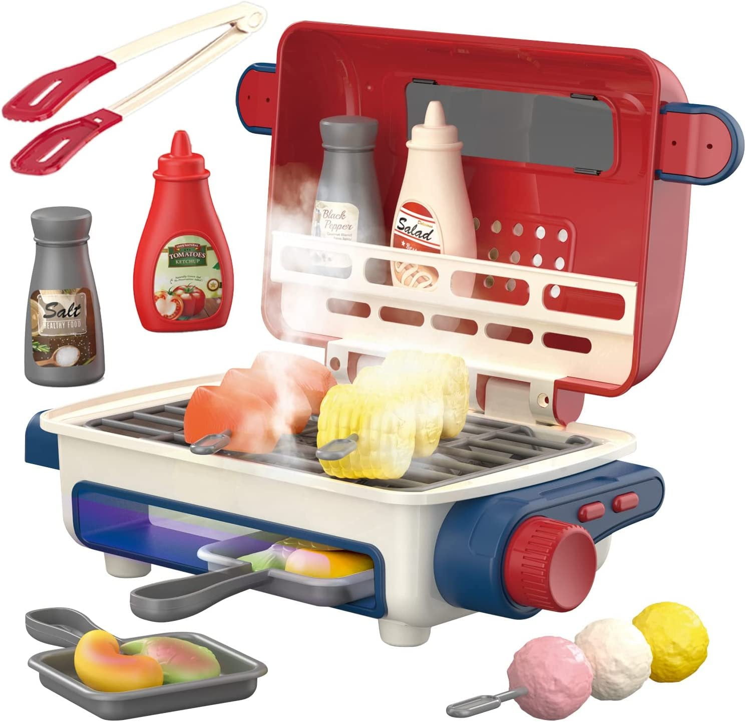 Toy Grill Set for Kids Pretend Play Kids BBQ Grill Playset Kitchen Set