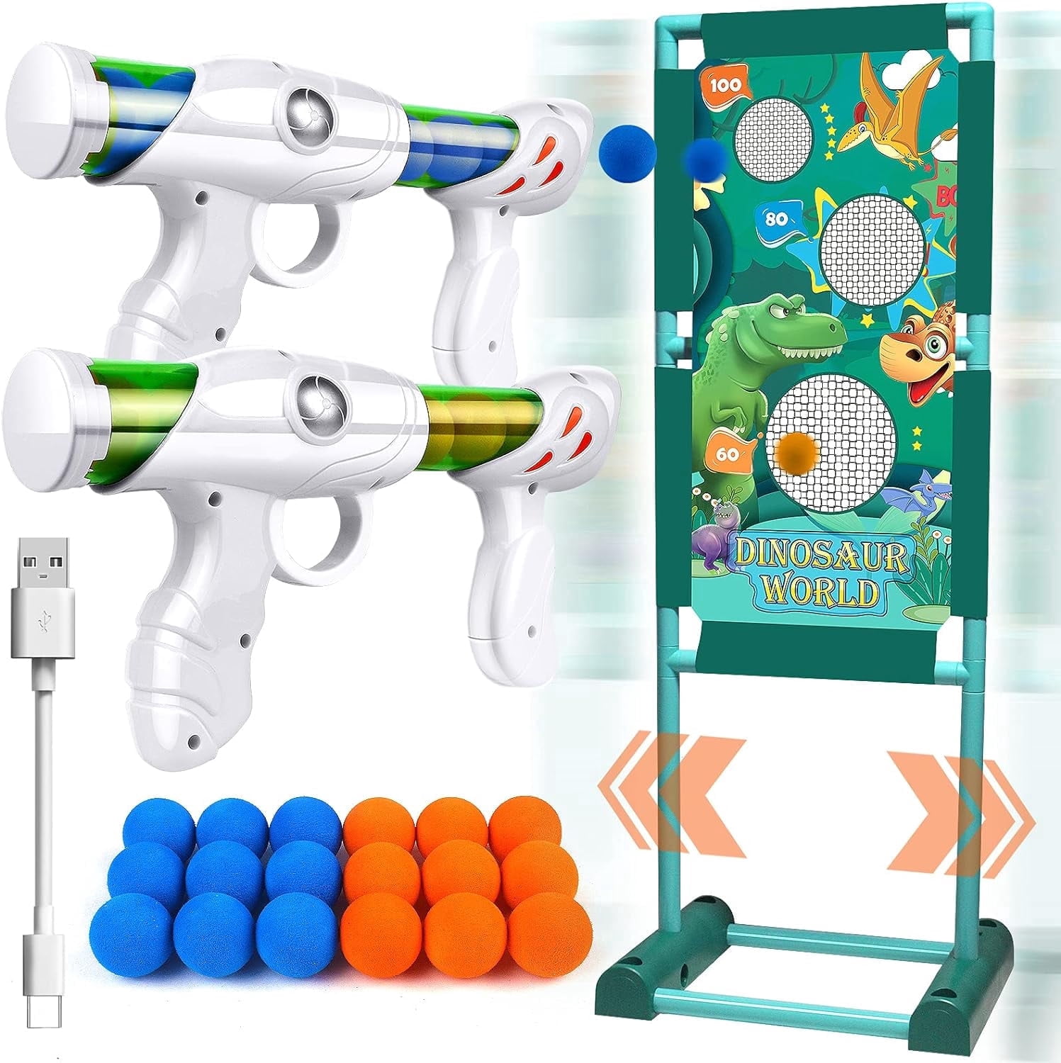 Toy Gun Blaster Moving Shooting Target with Popper Guns, Foam Balls, and Pop-up Target for Indoor and Outdoor Play