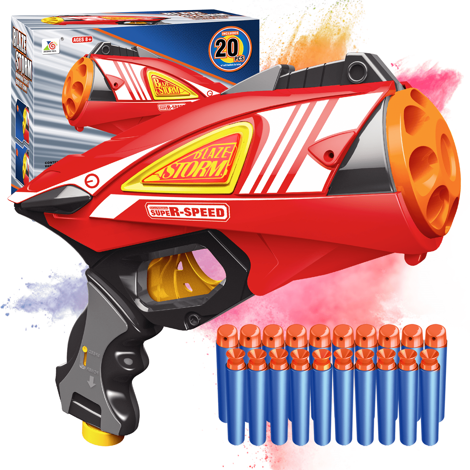 Toy Gun with Bullet, Blaster Gun Toy Pistol with 20 Pcs Soft Foam Darts, 6-Dart  in Rotating Barrel, Toy Foam Blaster Guns Christmas for Girls Kids 6+ 
