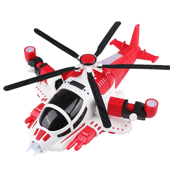 Toy Helicopter with Lights and Sound - Electric Helicopter Toy Children's Electric Armed Fighter - Transforming Aircraft Toy - Universal Wheel Helicopter - 360 Degree Rotating Sound and Light Music