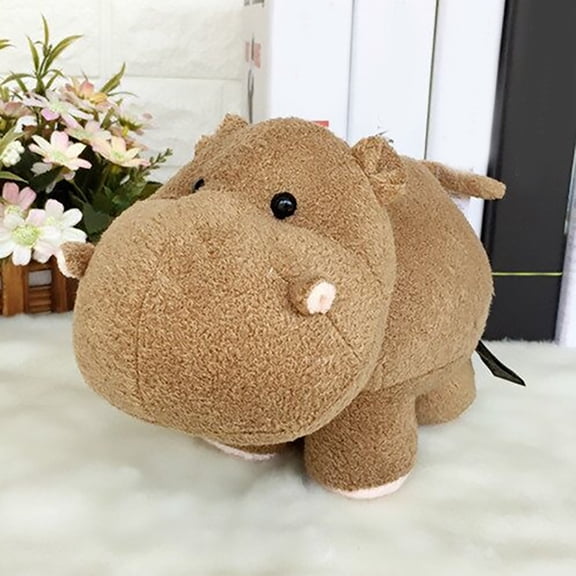 Toy Hippo Stuffed Animals Cute Grey Hippopotamus Soft Design Ideal for Teens Adults Home Decorations Set