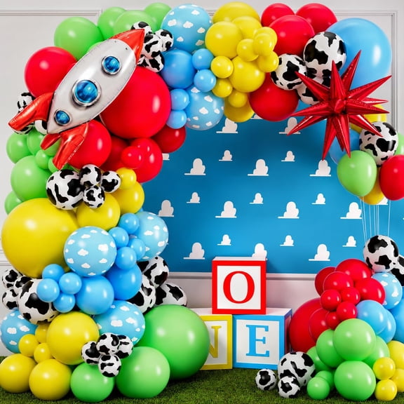 Toy Inspired Story Balloons Arch Kit with Cloud & Cow Balloons 100 Piece Party Supplies