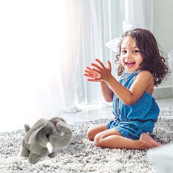 Toy – Interactive Elephant with Walking Trumpeting and Nodding Motion for Kids and Collectors - Electronic Pet, 16 cmx9.5 cmx20 cm, Gray