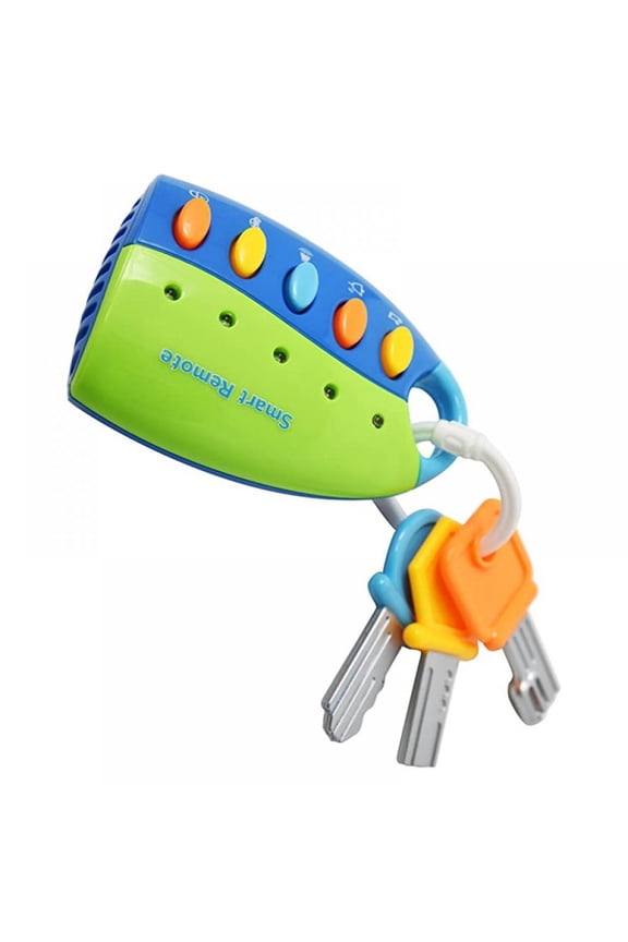Toy Keys – 3 Keys & Remote with 5 Fun Sounds – Mini Flashlight – Toy Car Keys for Baby, Toddler – Light & Sound Keys – 6 Months +,(Blue)