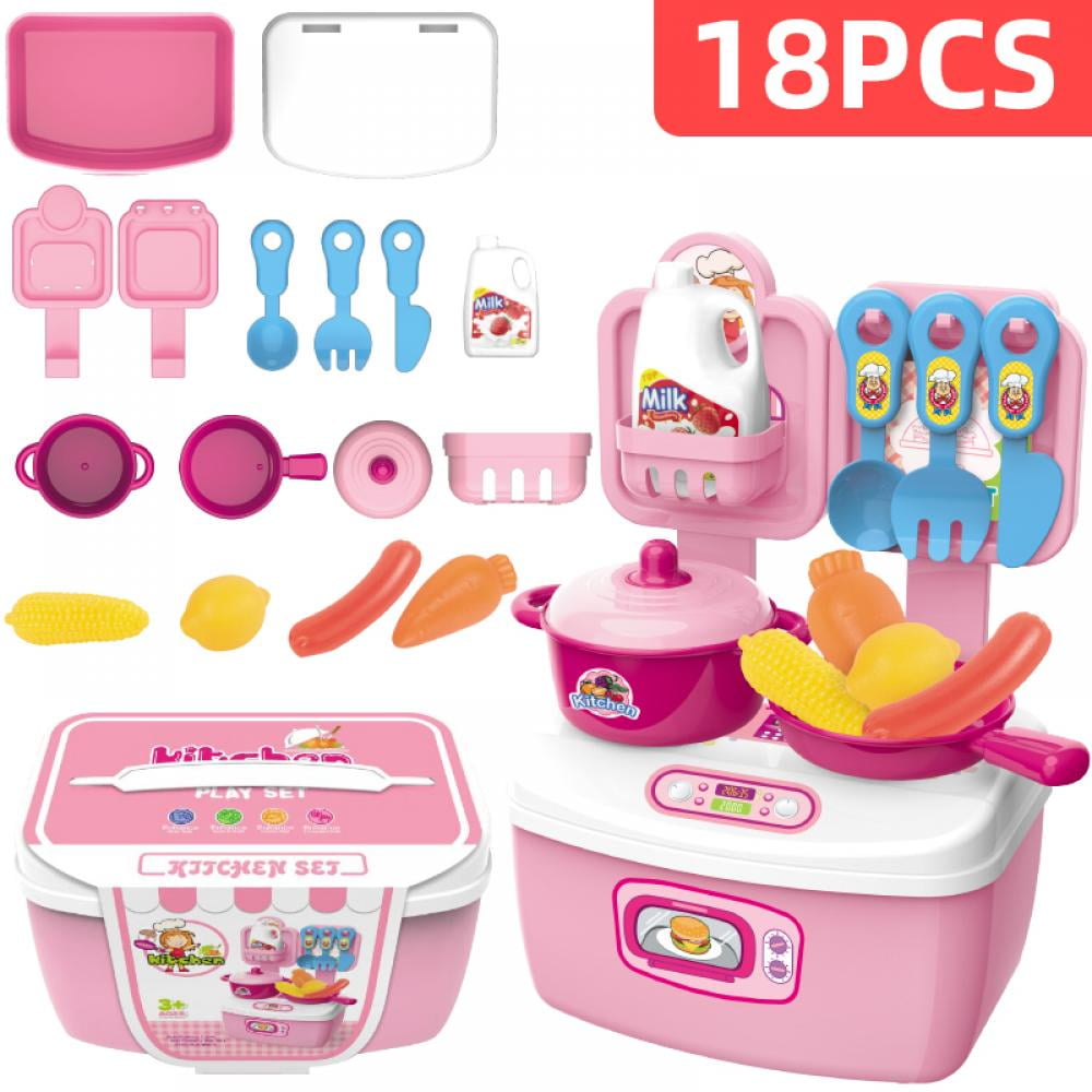 Play Kitchen Accessories 18 Pieces Kitchen Pretend Play Toys Cookware for  Kids