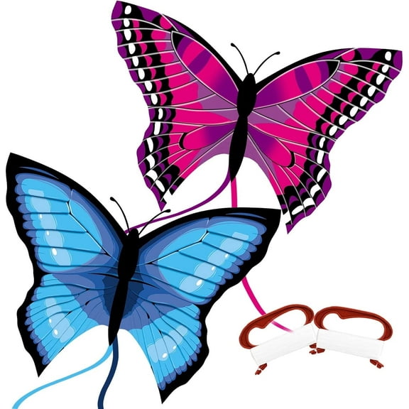 TOY Life Butterfly Kite for Kids, 2 Pack Easy to Fly Large Kites for Kids and Adults, Easy to Fly Big Beach Kites for Kids Age 4-8-12, Idea Gift for Children Outdoor Game Activities Beach Trip