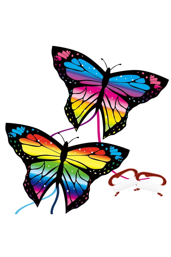 Butterfly Large Kites for Adults 2 Pack Easy to Fly Kites for Kids Ages 4-8 8-12 Kites for Toddlers Age 3-5 Big Beach Kite for Children Idea Gift Outdoor Toys Games Activities Beach Trip