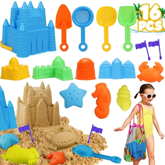 Toy Life Durable Toddlers Beach Toy Set, 16 Pieces