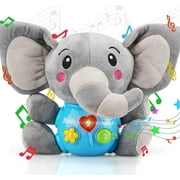 Toy Life Light Up Baby Elephant Musical Learning Toy, 0–12 Months, Plush Gray