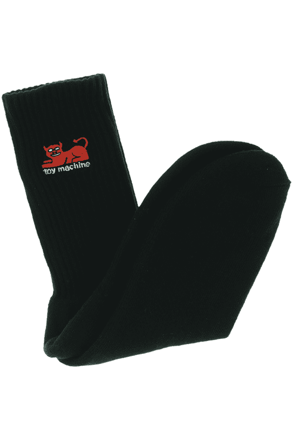 Devil Cat Crew Socks Black - Single Pair