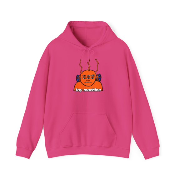 Toy Machine Orange Funky Alien Vintage Skateboarding Hoodie Print - L / Heliconia