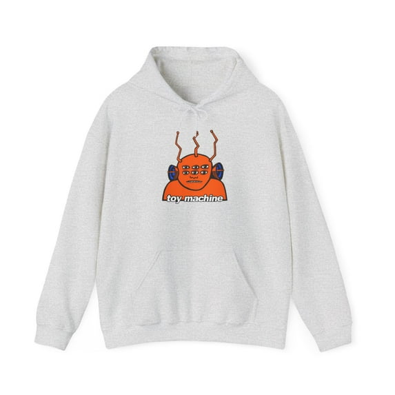 Toy Machine Orange Funky Alien Vintage Skateboarding Hoodie Print - M / Ash