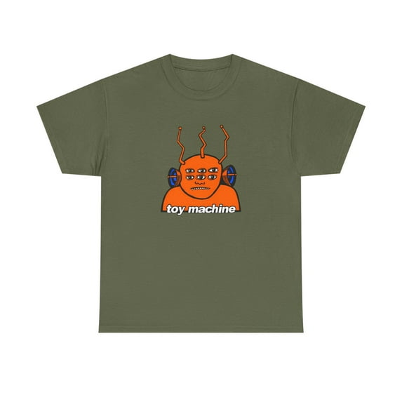 Toy Machine Orange Funky Alien Vintage Skateboarding T Shirt Design - Military Green / 4XL