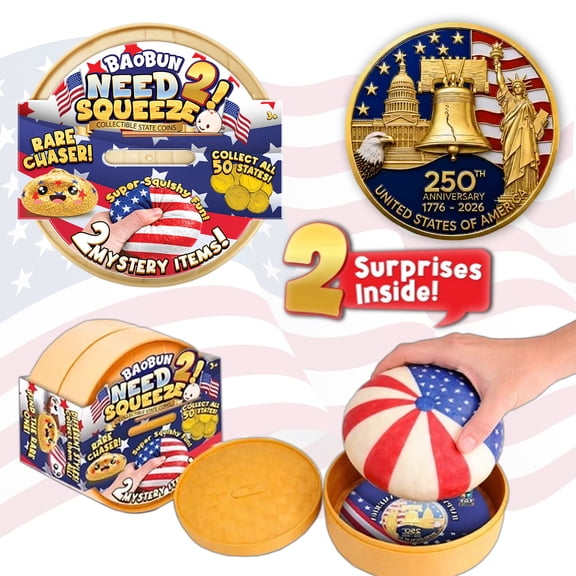 Toy Master Co. Patriotic Americana Bao Bun Squishy Toy Stress Relief Sensory Fidget PU 1 Pack