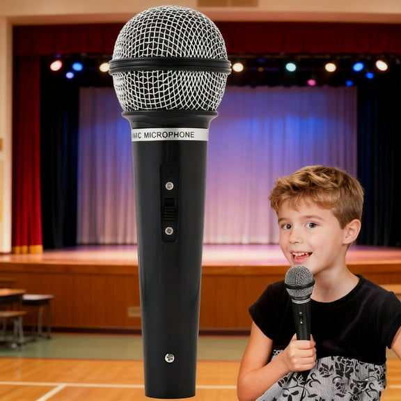 Toy Microphone Prop for s, Fake Simulation Microphone for Singing Performance Party Birthday Party Karaoke Imitation Toy(Black)
