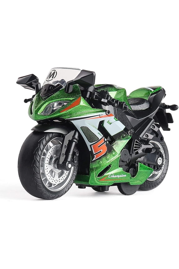 Toy Motorcycle - Pull Back Toy Car with Sound and Light Toy,Toy Motorcycles for Boys,Toys for 3-9 Year Old Boys (Green)