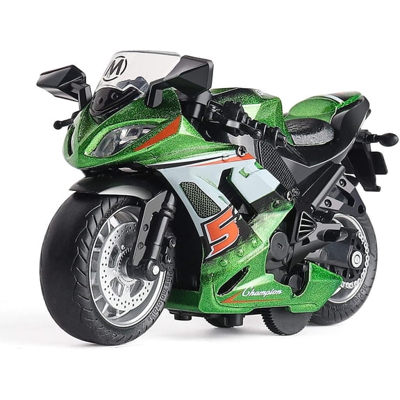 TEAMD Toy Motorcycle - Pull Back Toy Car with Sound and Light Toy,Toy Motorcycles for Boys,Toys for 3-9 Year Old Boys (Green)